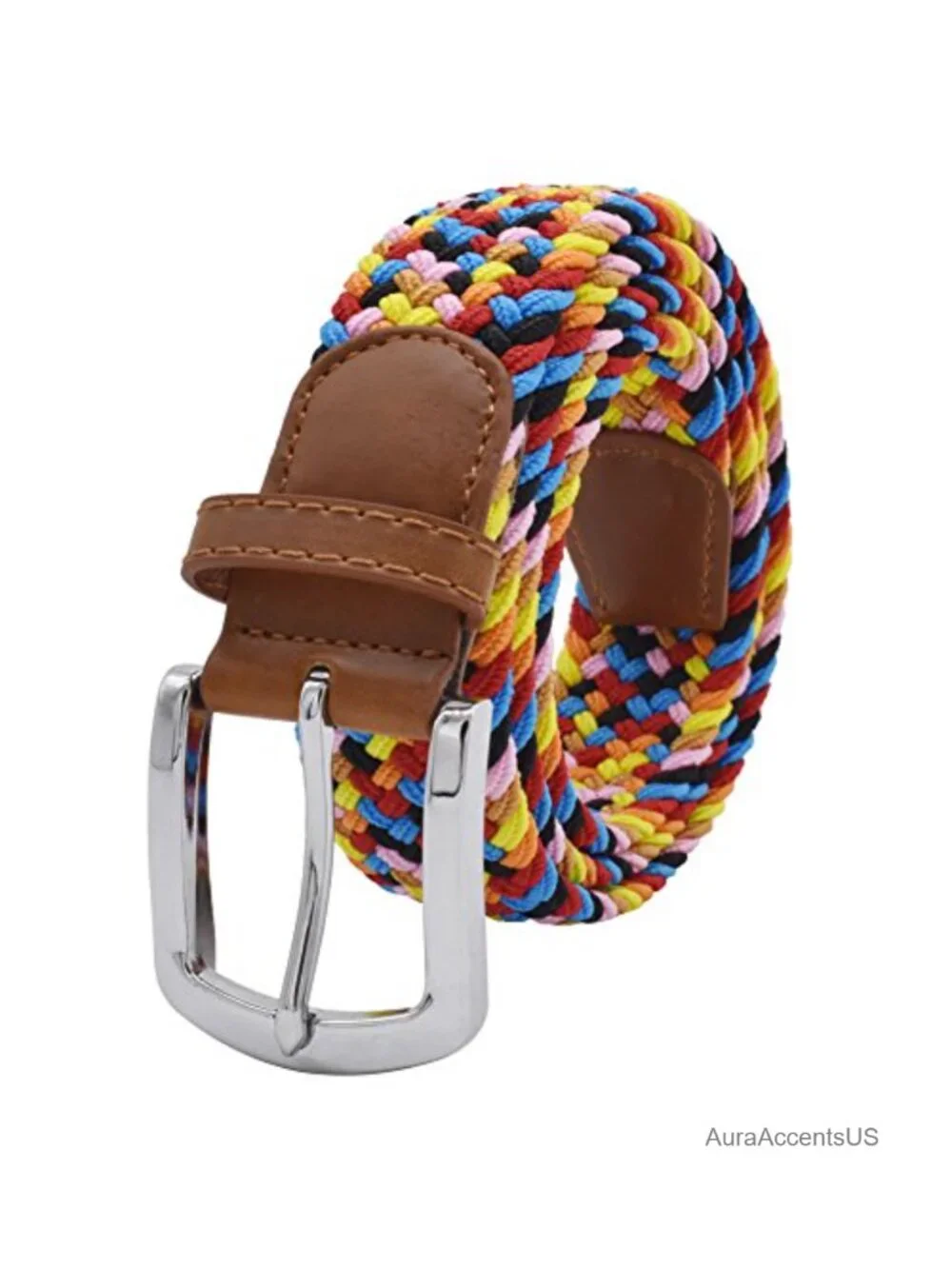 Stretch Belt Elastic Braided Fabric Belt No Hole Tie Belt for Men and Women